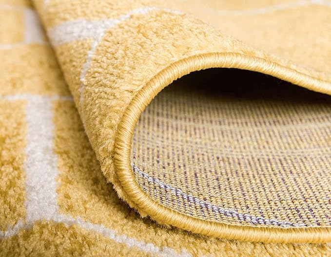 Unique Loom Trellis Frieze Collection Area Rug - Geometric (3' 3" x 5' 3", Yellow/ Ivory)