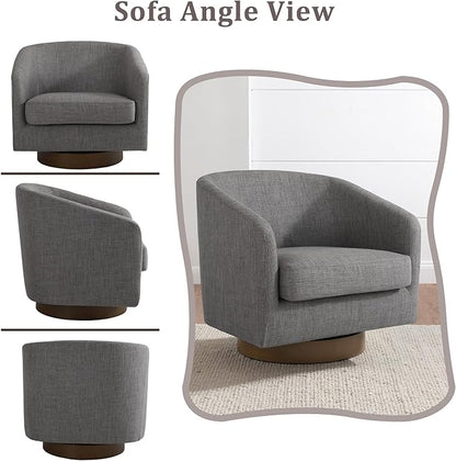 Lumibee Swivel Accent Chair, Chenille Fabric Swivel Barrel Chair for Living Room, Modern Comfy Upholstered Round Armchair Single Sofa Chair for Bedroom, Club-Grey