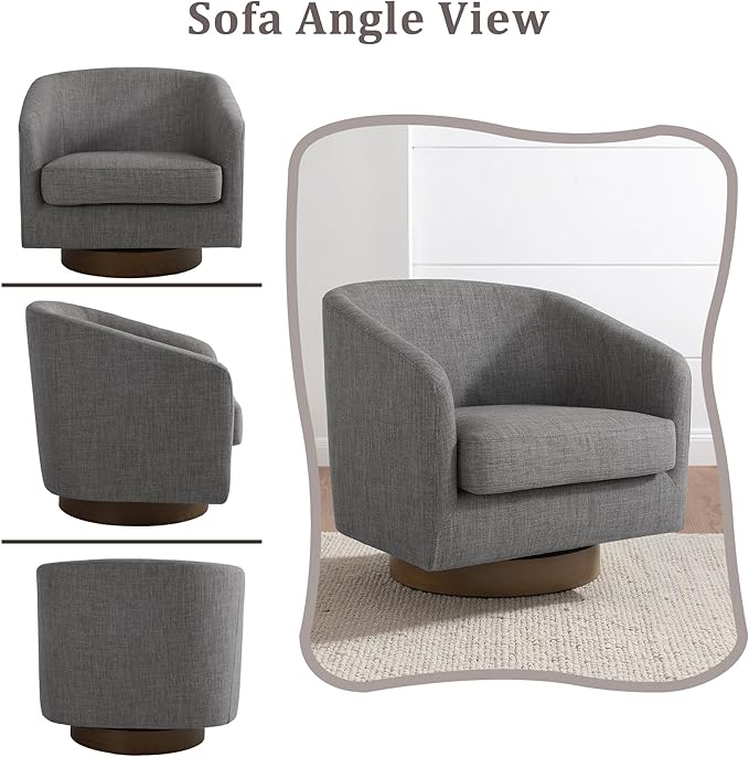Lumibee Swivel Accent Chairs Set of 2, Chenille Fabric Swivel Barrel Chairs for Living Room, Modern Comfy Upholstered Round Armchairs Single Sofa Chairs for Bedroom, Club-Dark Gray
