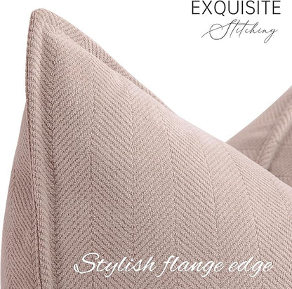 ZWJD Dusty Pink Pillow Covers 18x18 Set of 2 Chenille Throw Pillow Covers with Elegant Design Soft and Luxurious Decorative Throw Pillows for Couch, Bed, and Home Decor