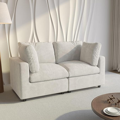 WJShome Cloud Sectional Couches for Living Room,67" Convertible Love Seat, 2 Seater Modular Sectional Sofa,Deep Seater Furniture Sets,Beige