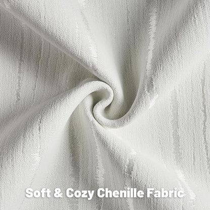 FUTEI White Chenille Decorative Throw Pillow Covers 20x20 Inch Set of 2,Soft Embossed Striped Textured Cushion Case,Modern Home Decor for Couch Bed Living Room