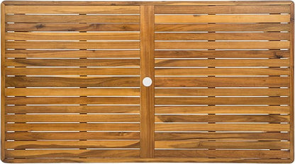 Christopher Knight Home Patio Rectangular Acacia Wood Dining Table with Umbrella Hole, Sturdy for Outdoor Dining, BBQ, Garden, Pair with Dining Chair/Bench, Teak Finish