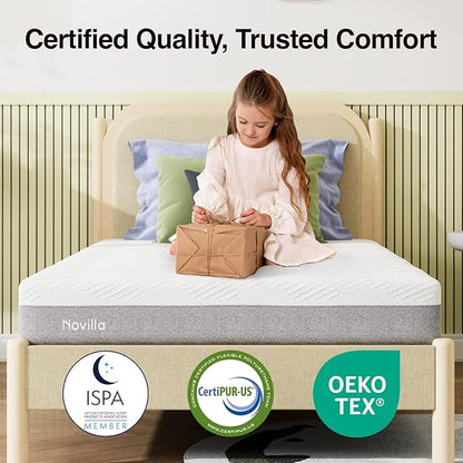 Novilla Full Size Mattress, 8-Inch Gel Memory Foam Mattress for Pressure Relief, Enhanced Support & Plush Comfort, Full Bed in a Box, Bliss