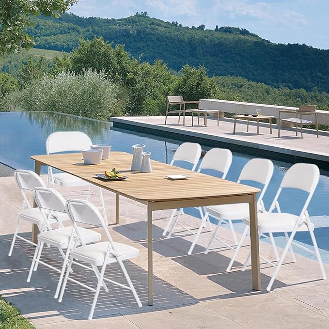 30 Pack Folding Chairs with Padded Seats, Padded Folding Chair with Steel Frame for Events Home Office, Pu Leather Folding Chair White