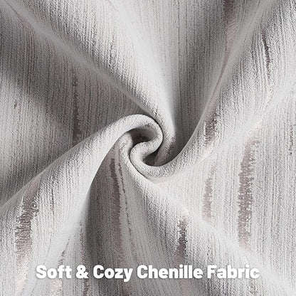 FUTEI Grey Chenille Decorative Throw Pillow Covers 20x20 Inch Set of 2,Soft Embossed Striped Textured Cushion Case,Modern Home Decor for Couch Bed Living Room