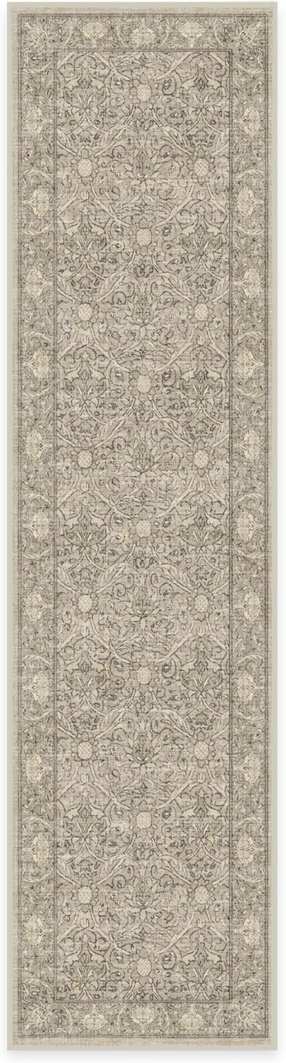 RUGGABLE x Morris & Co Machine Washable Runner Rug – Montreal Natural Stone 2.5x10, Stain-Resistant, Non-Slip – Washable Rug for Hallway, Entryway, Living Room & Kitchen–with Standard Pad