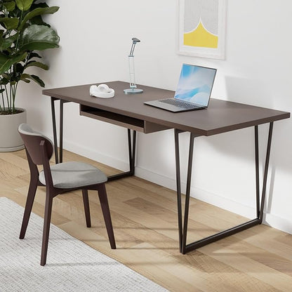 SIMPLIHOME Ryder SOLID WOOD Modern Industrial 66 inch Wide Writing Office Desk in Natural Aged Brown for the Office Desk, Writing Table, Workstation and Study Table