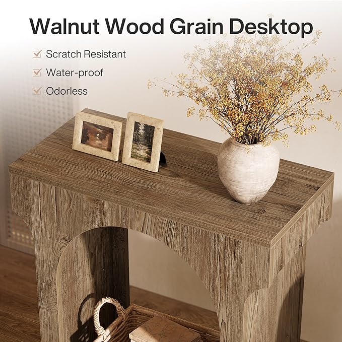 Tribesigns End Table, Wooden Side Table with Storage Space for Living Room, Narrow Nightstand for Bedroom, Gray