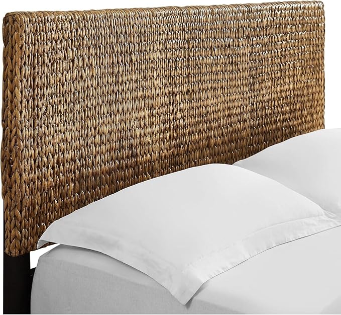 Headboard Coastal Design Handwoven Seagrass Matte Black Feet Rustic Decor Queen