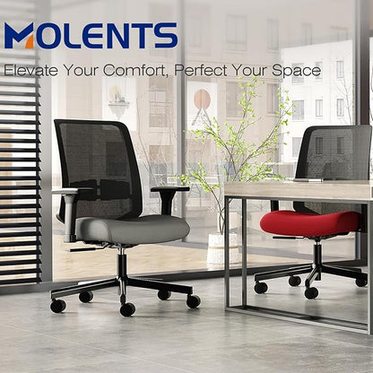 Ergonomic Office Chair, Mesh Computer Desk Chairs with Adjustable Lumbar Support, 3D Armrests, Tilt Function, Comfy Wide Seat, Swivel Executive Work Task Chair for Company and Home