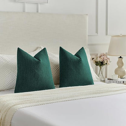 FUTEI Teal Chenille Decorative Throw Pillow Covers 26x26 Inch Set of 2,Soft Cozy Faux Linen Textured Euro Pillow Shams,Farmhouse Home Decor for Couch Living Room