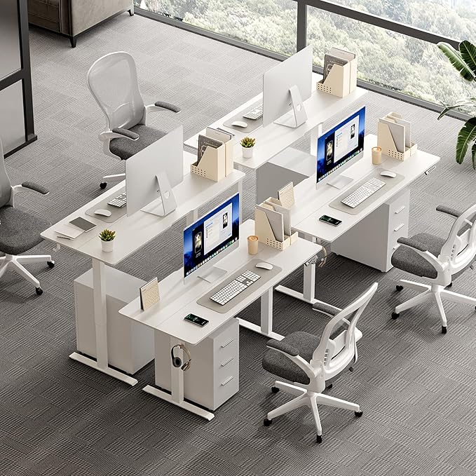 63 x 28 Inch Electric Standing Desk Adjustable Height, Sit Stand Desk, Stand up Desk for Home Office, Computer Workstation (Spliced Desktop,White)