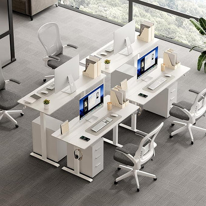 63 x 28 Inch Electric Standing Desk Adjustable Height, Sit Stand Desk, Stand up Desk for Home Office, Computer Workstation (Spliced Desktop,White)