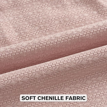 FUTEI Pink Chenille Throw Pillow Covers 16x16 Inch Set of 2,Soft Striped & Diamond Textured Cushion Cases,Modern Home Decor for Couch Living Room