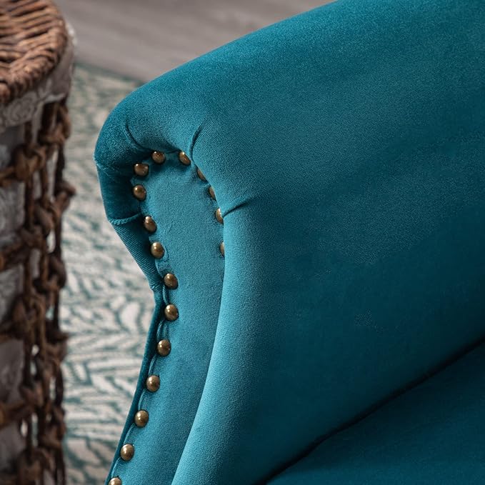 chairus Mid-Century Modern Accent Chairs Set of 2, Comfy Tufted Single Sofa Chair Wingback Armchair with Pillow for Club, Living Room, Bedroom - Velvet, Teal