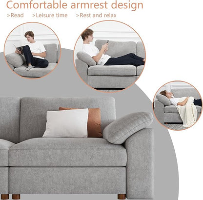 EASE MOOSE Oversized Modular Sectional Sofa, Modern Oversized U Shape Sectional Couch,Comfty Deep Modular Sofa with Ottoman,Light Gray Wide Sectional Modular Sofa for Living Room,Chenille