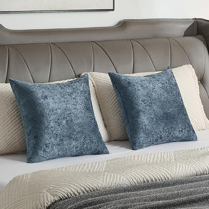 FUTEI Navy Flannel Throw Pillow Covers 26x26 Inch Set of 2,Soft Dimensional Textured Euro Pillow Shams,Modern Home Decor for Couch Living Room