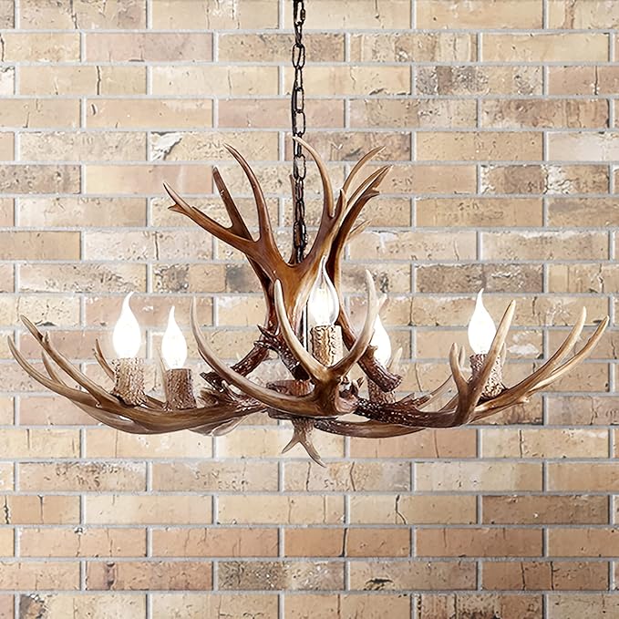 JONATHAN Y JYL6300A Eldora 30" Adjustable Resin Antler 5-Light LED Chandelier, Glam, Rustic,Cottage,Transitional, Dimmable Dining Room, Living Room, Kitchen, Foyer, Bedroom, Brown