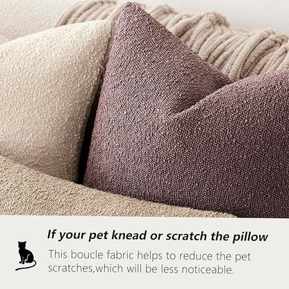 Foindtower Pack of 2, Decorative Textured Boucle Throw Pillow Covers Neutral Accent Solid Pillow Cases Cozy Soft Couch Cushion Case for Chair Sofa Bedroom Living Room Home Decor 22x22 Inch Dark purple