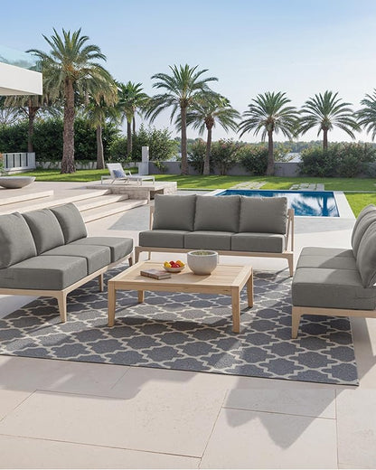 Luxury 24x24x6 Inch Outdoor Deep Seat Cushions Set of 6 - Comfortable Patio Zipper Chair Cushion for Outside Sets Wicker Dining Rocking Swivel Chairs Loveseat Couch Sectional Sofa - Grey
