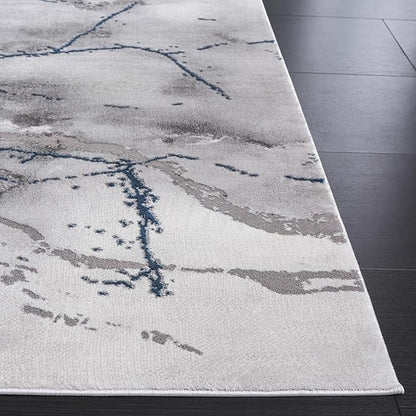SAFAVIEH Craft Collection Runner Rug - 2'3" x 12', Ivory Grey & Blue, Modern Abstract Design, Non-Shedding & Easy Care, Ideal for High Traffic Areas in Living Room, Bedroom (CFT877M)