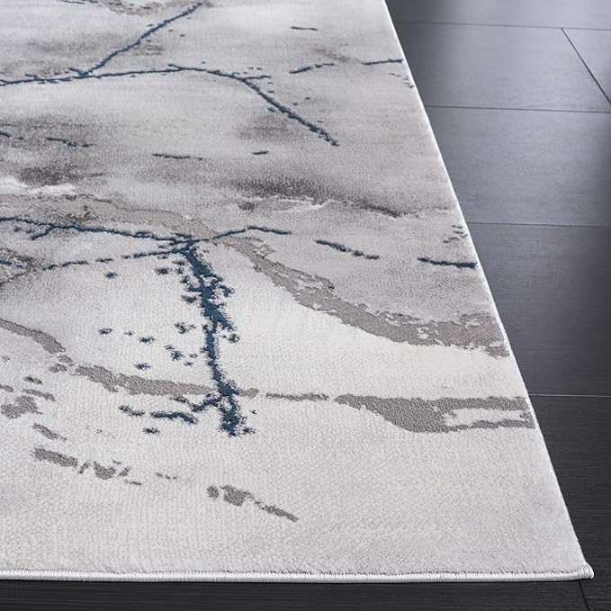 SAFAVIEH Craft Collection Runner Rug - 2'3" x 14', Ivory Grey & Blue, Modern Abstract Design, Non-Shedding & Easy Care, Ideal for High Traffic Areas in Living Room, Bedroom (CFT877M)