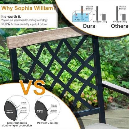 Sophia & William Outdoor Swivel Metal Chairs Set of 6, Patio Dining Chairs with Cushions, Strong Capacity Furniture Set for Garden Backyard Support 300lbs
