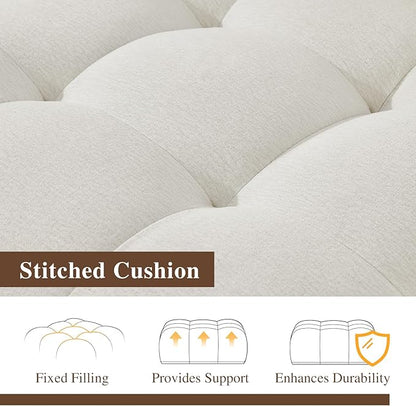 Cloud Sectional Couch for Living Room,Linen Modular Oversized Sofa,Deep Seat Sofas,Down Filled Couches for Apartment,Cream White