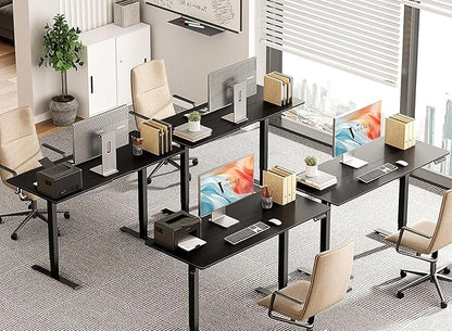 63 x 28 inch Electric Standing Desk Adjustable Height with 4 Wheels, 4 Memory Height Settings, 2 Headphone Hook, for Home Office, Splice Board Black
