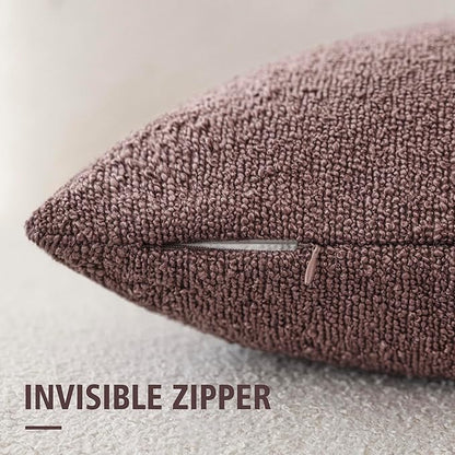 Foindtower Pack of 2 Textured Boucle Throw Pillow Covers Accent Solid Decorative Pillow Cases Cozy Woven Couch Cushion Case for Chair Sofa Bedroom Living Room Home Decor 20x20 Inch Dark Purple