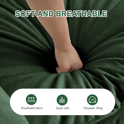 Modular Sectional Sofa, 146.5 Inch I-Shaped Cloud Sofa with Deep Seat Chenille Sofa with Cushions, Four Seater Sectional Sofa for Living Room Apartment,Evergreen