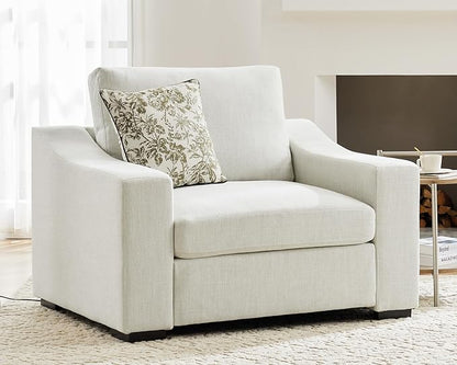 ABCASA Accent Chairs Set of 2,Living Room Furniture Set,Oversized Single Sofa with Extra Wide Armrest,Detachable Cover,Comfy Upholstered Reading Chairs for Office,Apartment,Dorm,Linen,Ivory
