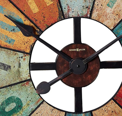 Howard Miller Grange Hall Wall Clock - Oversized Rustic Analog Wall Clock, Aged Background with Multi-Colored, Battery Operated Quartz Movement - Ideal Kitchen, Living Room, Office, and Home Décor