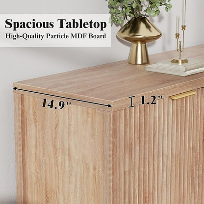 Sideboard Buffet Cabinet, 31" Storage Cabinet with 2 Doors and Adjustable Shelves, Sideboard Console for Dinning Room, Kitchen and Living Room - Oak