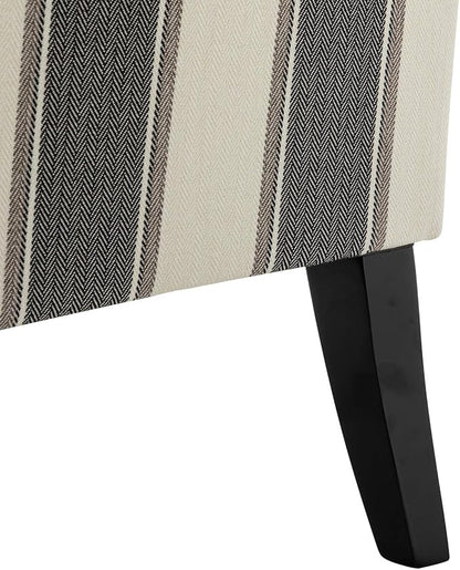 HULALA HOME Living Room Armchair Farmhouse Striped Accent Reading Chair with Wooden Legs & High Back Rest & Padded Armrest & Nail Head Trim for Lounge/Bedroom, Striped Black