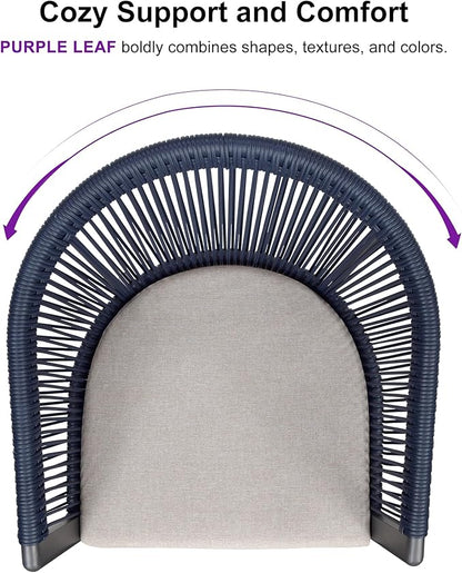 PURPLE LEAF Outdoor Dining Set for 8 All-Weather 9 Piece Patio Aluminium Dining Large Square Table and Rope Weave Chairs Included Cushions for Backyard Decor Kitchen Patio Furniture Set Grey and Navy