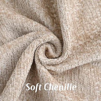 FUTEI Oatmeal Chenille Throw Pillow Covers 18x18 Inch Set of 2,Soft Cozy Bound Edge Design Cushion Case,Home Decor for Couch Bed Living Room
