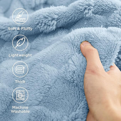 Bedsure GentleSoft Twin Blanket for Bed Light Blue - Super Soft Cozy Blankets for Women Men Girls, Cute Fuzzy Fleece Throws for Bedroom Couch, 60x80 Inches