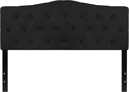 EMMA + OLIVER Tufted Upholstered Queen Size Headboard in Black Fabric