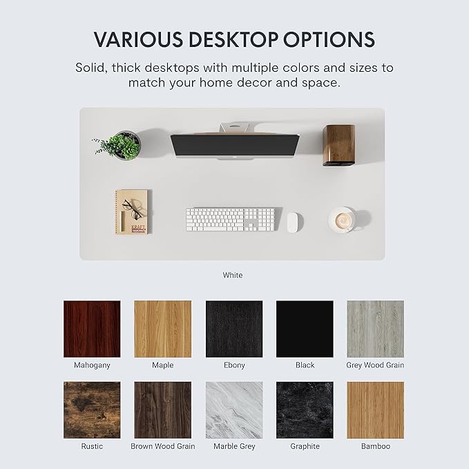 FLEXISPOT EN1 One-Piece Standing Desk 48 x 30 Inches Stand Up Desk for Workstation and Home Office (Silver Frame + 48 inches White Top, 2 Packages)