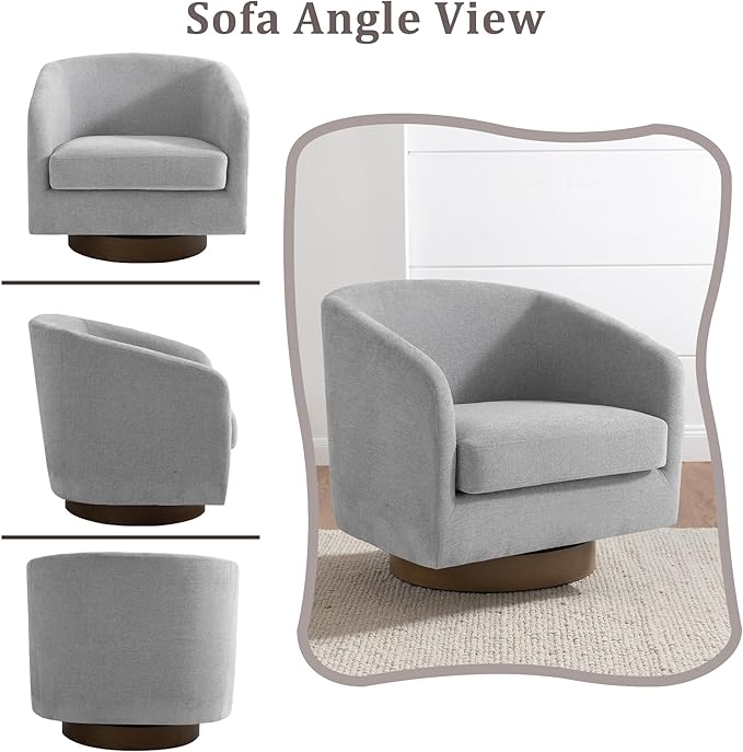 Lumibee Swivel Accent Chairs Set of 2, Chenille Fabric Swivel Barrel Chairs for Living Room, Modern Comfy Upholstered Round Armchairs Single Sofa Chairs for Bedroom, Club-Light Gray