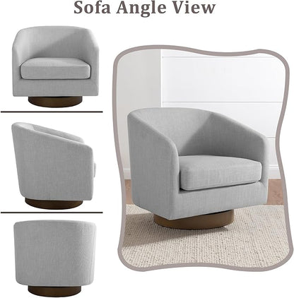 Lumibee Swivel Accent Chairs Set of 2, Chenille Fabric Swivel Barrel Chairs for Living Room, Modern Comfy Upholstered Round Armchairs Single Sofa Chairs for Bedroom, Club-Cool Gray
