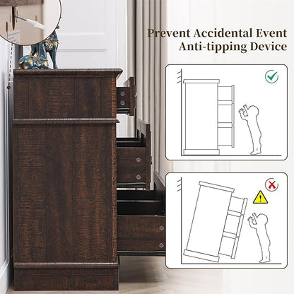 7 Drawer Dressers for Bedroom, 55" Wide Farmhouse Chest of Drawers TV Stand for Bedroom, Closet, Living Room, Hallway