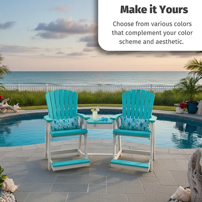 DutchCrafters Plastic Poly Outdoor Bistro Set with 2 Chairs and Attached Center Table, 3 Piece Patio Furniture Set - Amish Made in USA (Tudor Brown & Cedar)