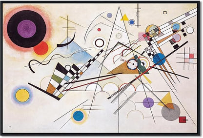 Wieco Art Large Framed Canvas Wall Art Wassily Kandinsky Composition VIII Picture Print of Famous Paintings Abstract Canvas Prints for Living Room Home Decor Wall Decorations