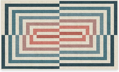 RUGGABLE x Jonathan Adler Washable Modern Area Rug – Op Art Teal 3x5, Stain-Resistant, Non-Slip – Small Machine Washable Rugs for Living Room, Bedroom, Hallway, Entryway & Office–with Standard Pad