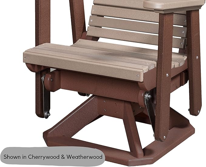 DutchCrafters Modern Horizontal Slat High Back Poly Glider Chair Outdoor Patio Furniture (White & Blue)