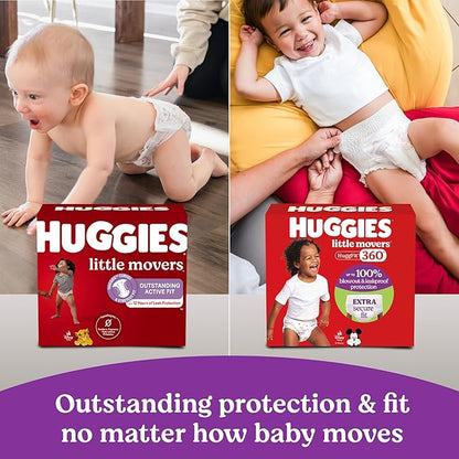 Huggies Size 6 Baby Diapers, Little Movers HuggFit 360° Baby Diapers with 360° Waistband, Size 6 (35+ lbs), 80 Count, Packaging May Vary