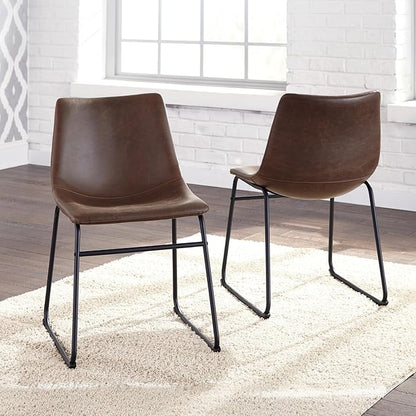 Signature Design by Ashley Mid Century Centiar Dining Bucket Chair Set of 2, Black and Brown